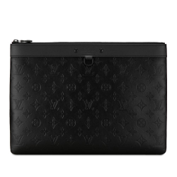 Louis Vuitton AB Louis Vuitton Black Calf Leather Monogram Shadow Discovery Pochette Spain