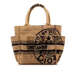 Christian Dior A Dior Brown Beige Hemp Natural Material Small Jute Catherine Tote Italy