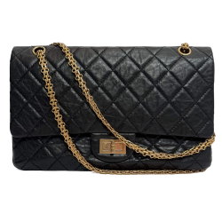 Chanel 2.55 Reissue Maxi Matelassè Lambskin Leather 2-Ways Flap Bag Black