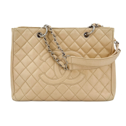 Chanel GST Quilted Caviar Leather Shopper Bag Beige