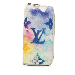 Louis Vuitton AB Louis Vuitton White Monogram Canvas Canvas Monogram Watercolor Vertical Zippy Long Wallet France