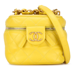 Chanel AB Chanel Yellow Lambskin Leather Leather Small CC Lambskin Vanity Case Italy