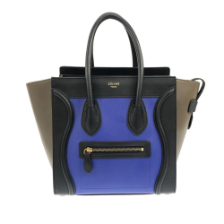 Celine B Celine Blue Calf Leather Micro Tricolor Luggage Tote Italy