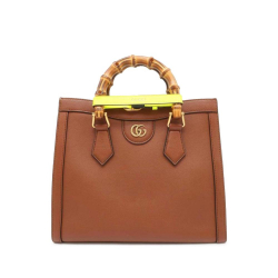 Gucci AB Gucci Brown Calf Leather Small Bamboo Diana Satchel Italy