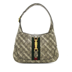 Gucci AB Gucci Brown Beige Coated Canvas Fabric Small The Hacker Project GG Supreme Jackie 1961 Italy