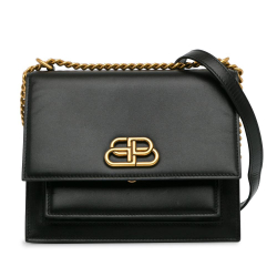 Balenciaga AB Balenciaga Black Calf Leather Sharp Shoulder Bag Italy