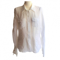 Madeleine White blouse with silk and roll-up sleeves