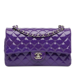 Chanel B Chanel Purple Patent Leather Leather Medium Classic Patent Double Flap France