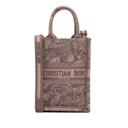 Christian Dior AB Dior Pink Canvas Fabric Mini Toile de Jouy Vertical Book Tote Italy