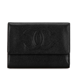 Chanel B Chanel Black Caviar Leather Leather CC Caviar Trifold Wallet Italy