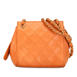 Chanel B Chanel Orange Calf Leather CC Quilted skin Chain Shoulder Bag Italy