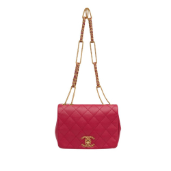 Chanel AB Chanel Pink Dark Pink Lambskin Leather Leather Quilted Lambskin On And On Flap Italy