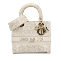 Christian Dior AB Dior White Canvas Fabric Medium Around The World Stella Lady D-Lite Italy