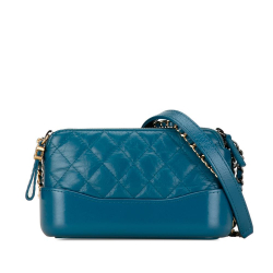 Chanel AB Chanel Blue Calf Leather Aged skin Gabrielle Double Zip Clutch with Chain Italy