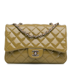 Chanel AB Chanel Brown Light Brown Patent Leather Leather Medium Patent 3 Accordion Flap Italy