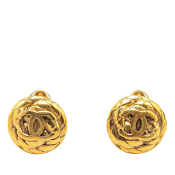 Chanel B Chanel Gold Gold Plated Metal CC Clip On Earrings France