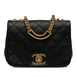 Chanel B Chanel Black Lambskin Leather Leather Quilted Lambskin On and On Flap Italy