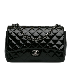 Chanel B Chanel Black Patent Leather Leather Jumbo Classic Patent Double Flap Italy