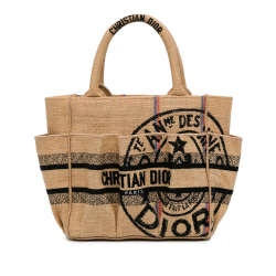 Christian Dior AB Dior Brown Beige Hemp Natural Material Small Jute Catherine Tote Italy