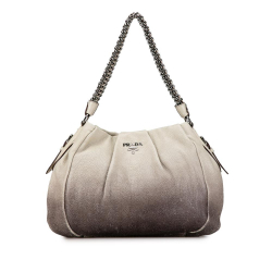 Prada B Prada Gray Calf Leather Cervo Antik Shoulder Bag Italy