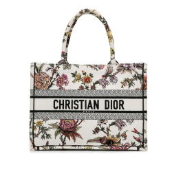 Christian Dior AB Dior White with Multi Canvas Fabric Medium Jardin Botanique Book Tote Italy
