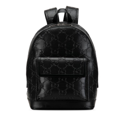 Gucci B Gucci Black Calf Leather GG Embossed Tennis Backpack Italy