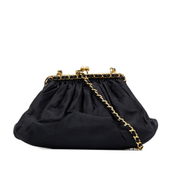 Chanel AB Chanel Black Satin Fabric Frame Crossbody Bag Italy