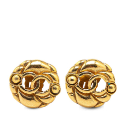 Chanel B Chanel Gold Gold Plated Metal CC Clip on Earrings France