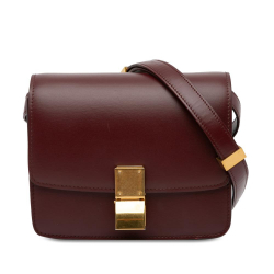 Celine B Celine Red Bordeaux Calf Leather Small Classic Box Italy