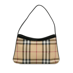 Burberry B Burberry Brown Beige Coated Canvas Fabric Vintage Check Shoulder Bag Italy