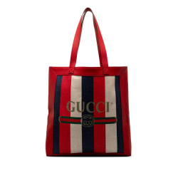 Gucci AB Gucci Red Canvas Fabric Sylvie Baiadera Tote Italy