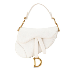 Christian Dior AB Dior White Canvas Fabric Mini Oblique Saddle Italy
