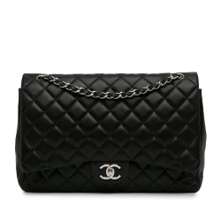 Chanel B Chanel Black Lambskin Leather Leather Maxi Classic Lambskin Double Flap Italy