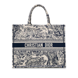 Christian Dior B Dior Blue Canvas Fabric Large Toile De Jouy Book Tote Italy