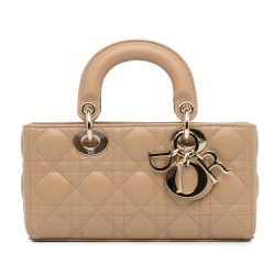 Christian Dior AB Dior Brown Beige Calf Leather Small Cannage Lady D-Joy Italy