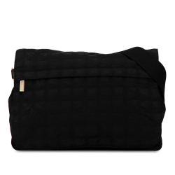 Chanel B Chanel Black Nylon Fabric New Travel Line Crossbody Bag Italy