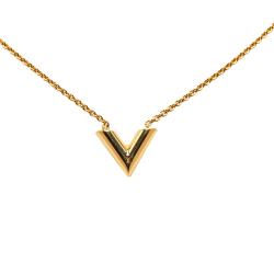 Louis Vuitton AB Louis Vuitton Gold Gold Plated Metal Essential V Necklace Italy