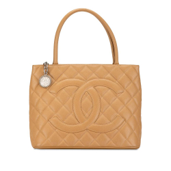 Chanel B Chanel Brown Beige Caviar Leather Leather Caviar Medallion Tote France