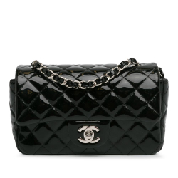 Chanel AB Chanel Black Patent Leather Leather Mini Rectangular Classic Patent Single Flap Italy