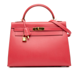Hermès AB Hermès Pink Calf Leather Tadelakt Kelly Sellier 32 France