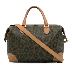 Mulberry B Mulberry Brown Coated Canvas Fabric Animal Print Scotchgrain Satchel China