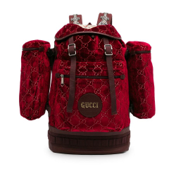 Gucci B Gucci Red Velvet Fabric Large GG Heart Alpina Backpack Italy