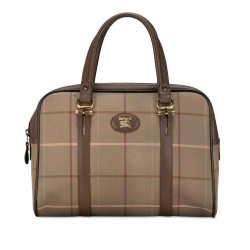 Burberry B Burberry Brown Beige Canvas Fabric Vintage Check Handbag United Kingdom