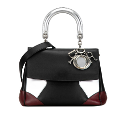 Christian Dior B Dior Black with Silver Calf Leather Small Tricolor Be Dior Flap Italy