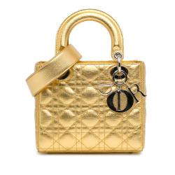 Christian Dior AB Dior Gold Calf Leather Small Metallic Grained skin Cannage Lucky Badges My Lady Dior Italy