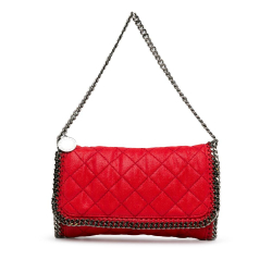 Stella McCartney AB Stella McCartney Red Chemical Fiber Fabric Quilted Falabella Flap Shoulder Bag Italy