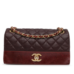 Chanel B Chanel Red Burgundy Calf Leather Medium skin Soft Elegance Flap Italy