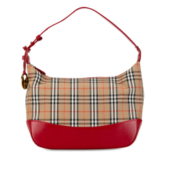Burberry B Burberry Brown Beige with Red Canvas Fabric Haymarket Check Shoulder Bag United Kingdom