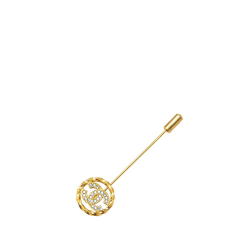 Chanel AB Chanel Gold Gold Plated Metal CC Rhinestones Brooch Pin France