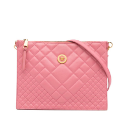 Versace B Versace Pink Calf Leather Quilted Medusa Crossbody Italy